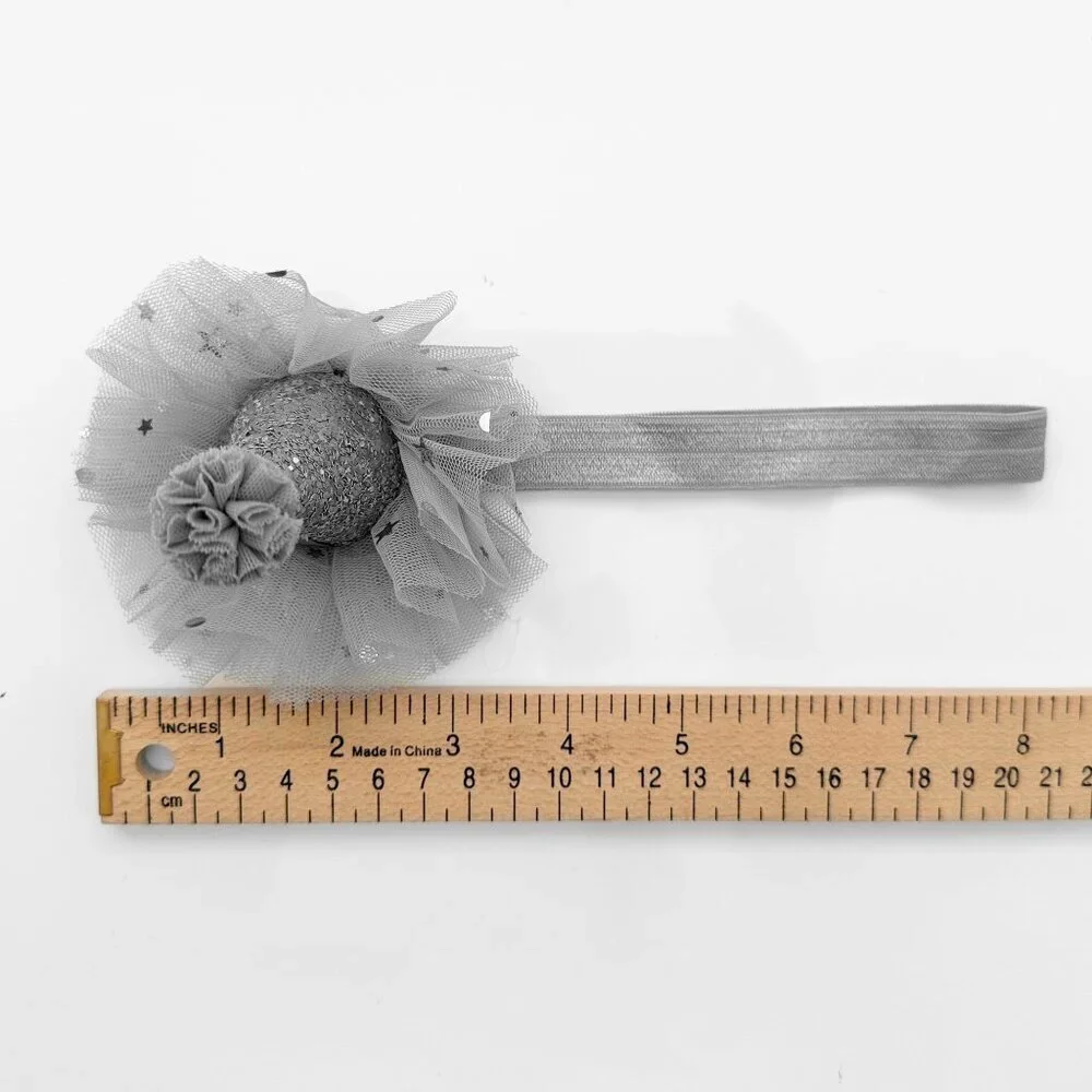 NWT Cute Princess Happy Birthday Hat Girls Hair Headband Grey & Gold Glitter
